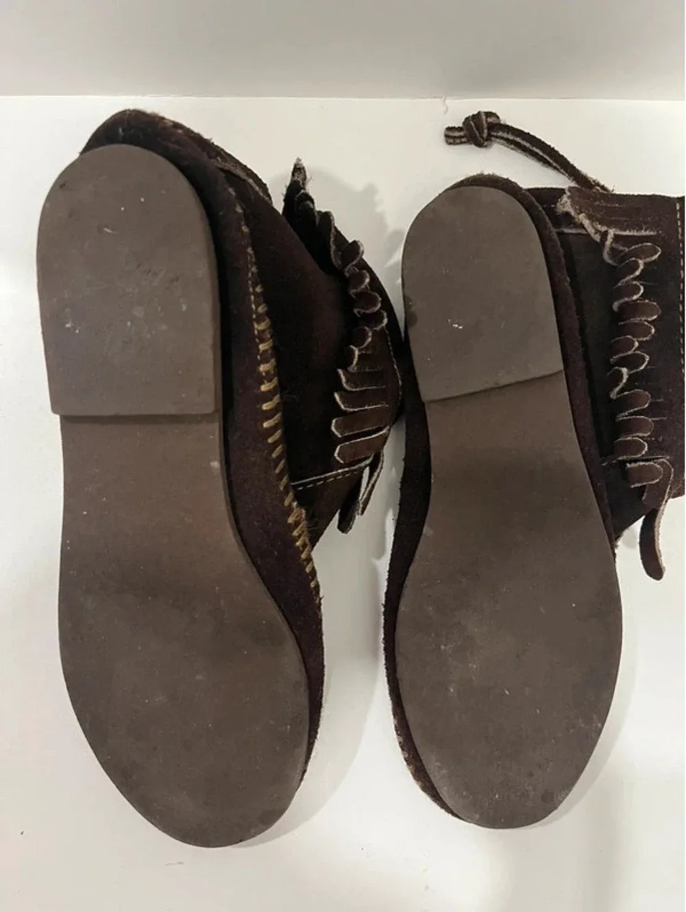 Unbranded Moccasin Brown Suede Leather Fringe Ankel Zipper Booties Women Girl